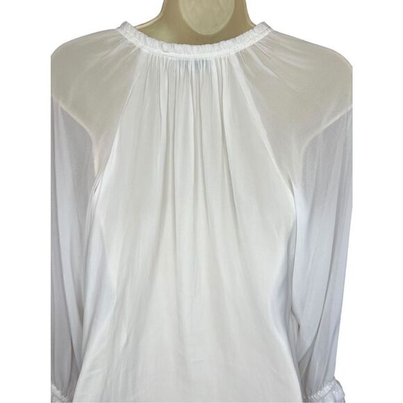 Ramy Brook Ruffle White Puff Sleeve Blouse Size Small - Picture 4 of 6
